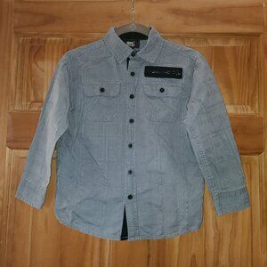 Boys SK2 Apparel Gray/Black Rock 'N Roll Button Down Long Sleeve Shirt